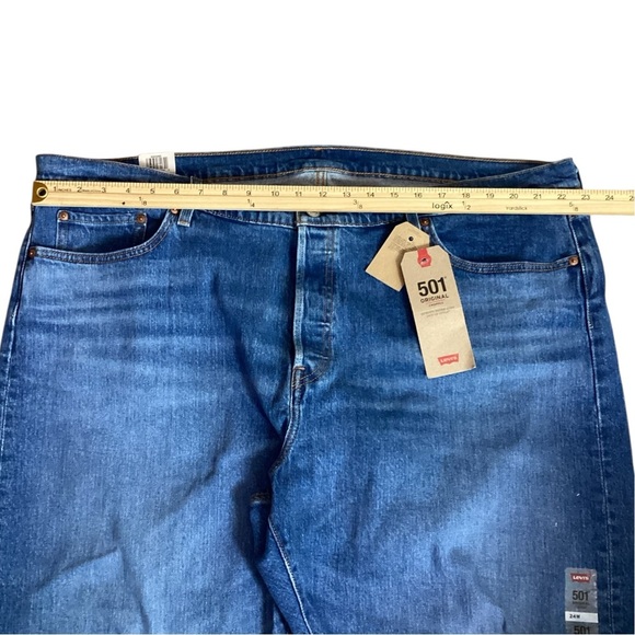 Levis 501 Women’s Cropped Signature High Rise Straight Button Fly Jeans Size 24W - Picture 7 of 10